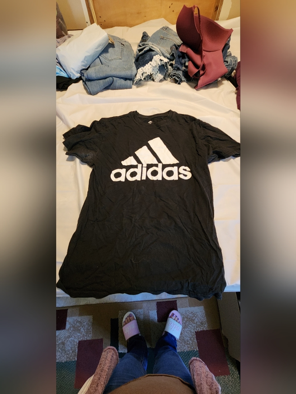 adidas Black Short Sleeve Tee with White Logo